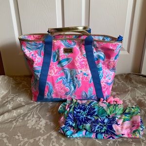 Lilly Pulitzer tote bag and scarf